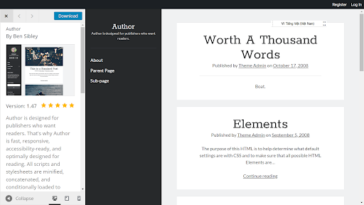 Author - Mẫu thiết kế website dành cho nhà văn, nhà xuất bản sách